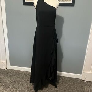 SHEIN Black One-Shoulder Ruffle Gown